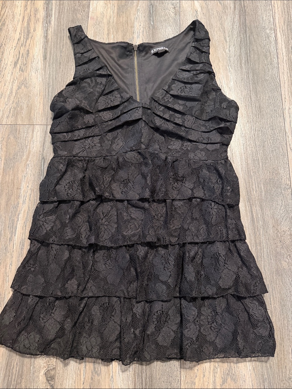 Express Black Lace Ruffle Top